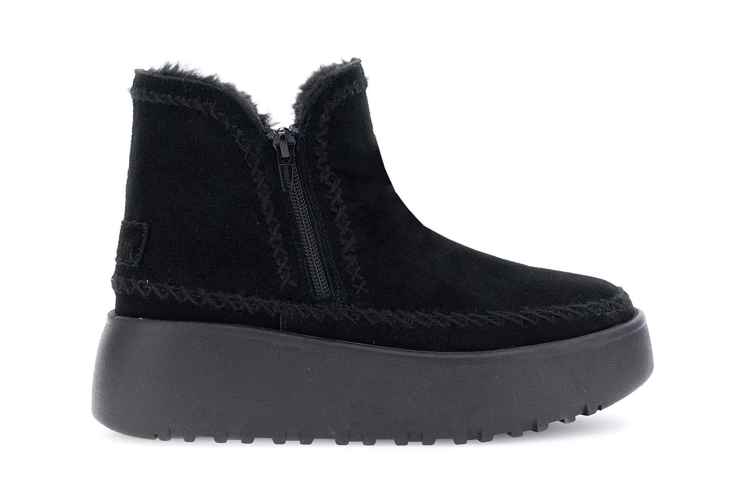 CafèNoir — Tronchetti in pelle scamosciata doppia zip nero