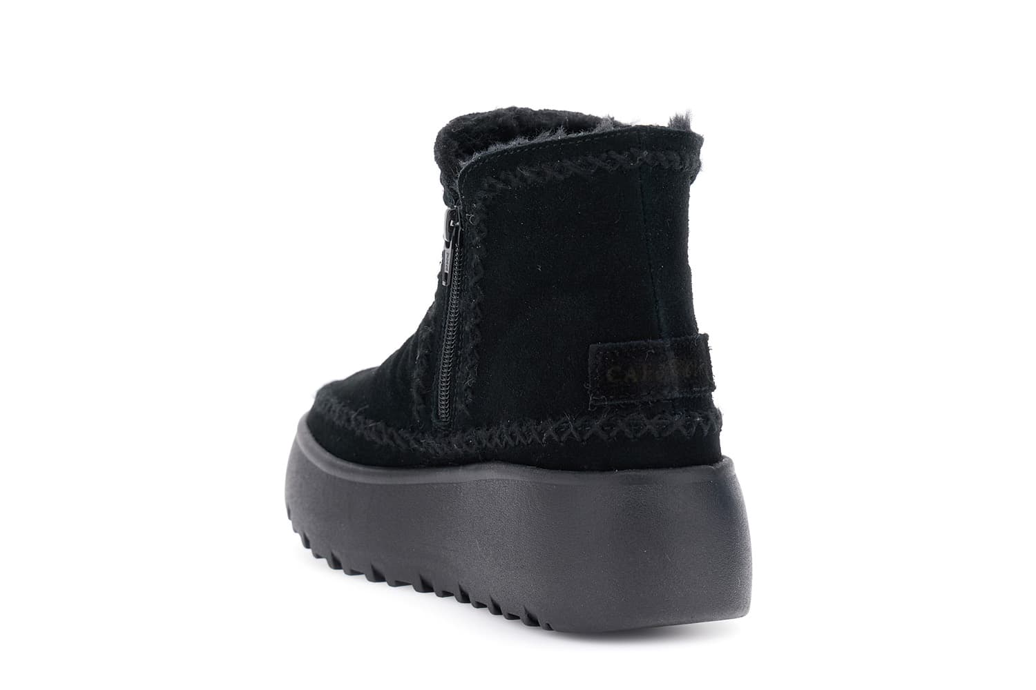 Tronchetti in pelle scamosciata doppia zip nero — vista 2