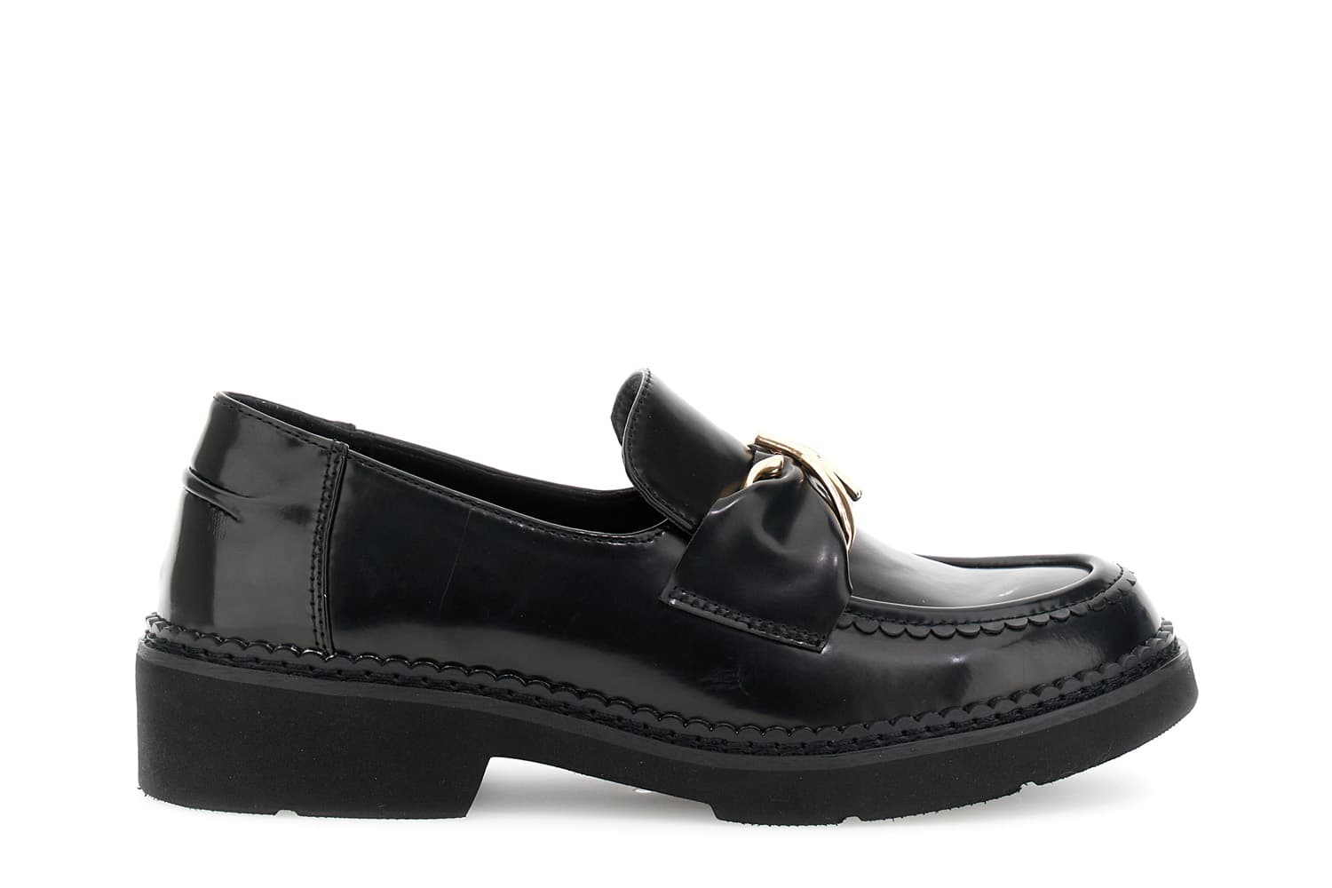 CafèNoir — Mocassini donna effetto pelle spazzolata con accessorio nero