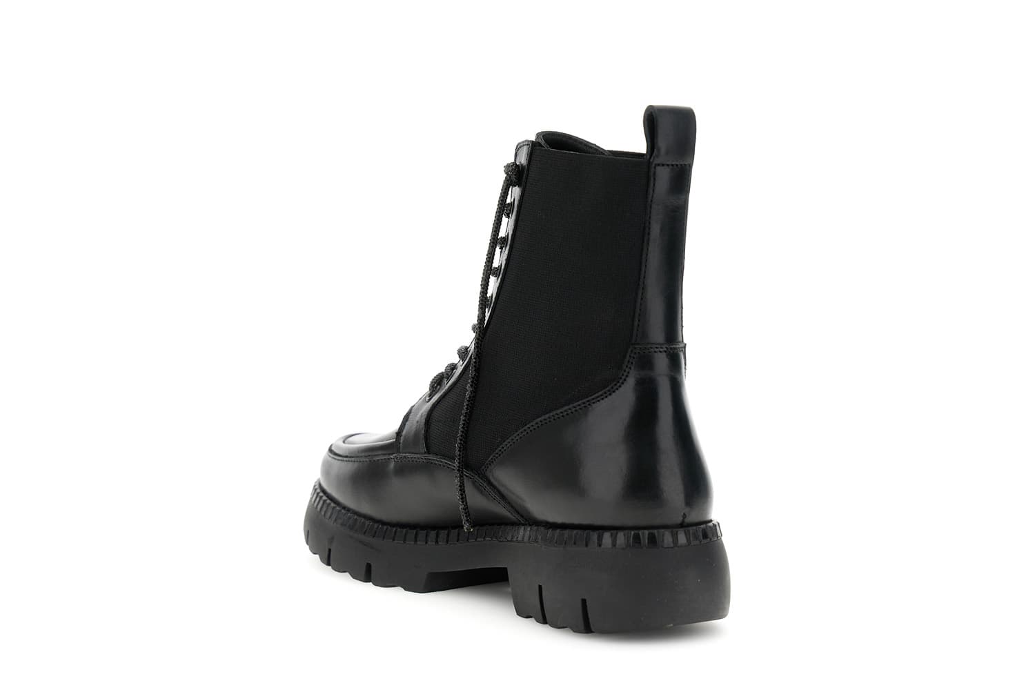 Tronchetto da donna in pelle allacciato con elastico e lacci strass nero — vista 2
