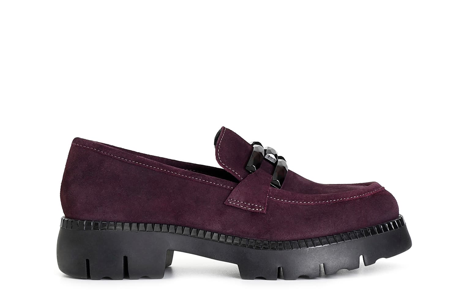 CafèNoir — Mocassino da donna in pelle scamosciata con morsetto bordeaux