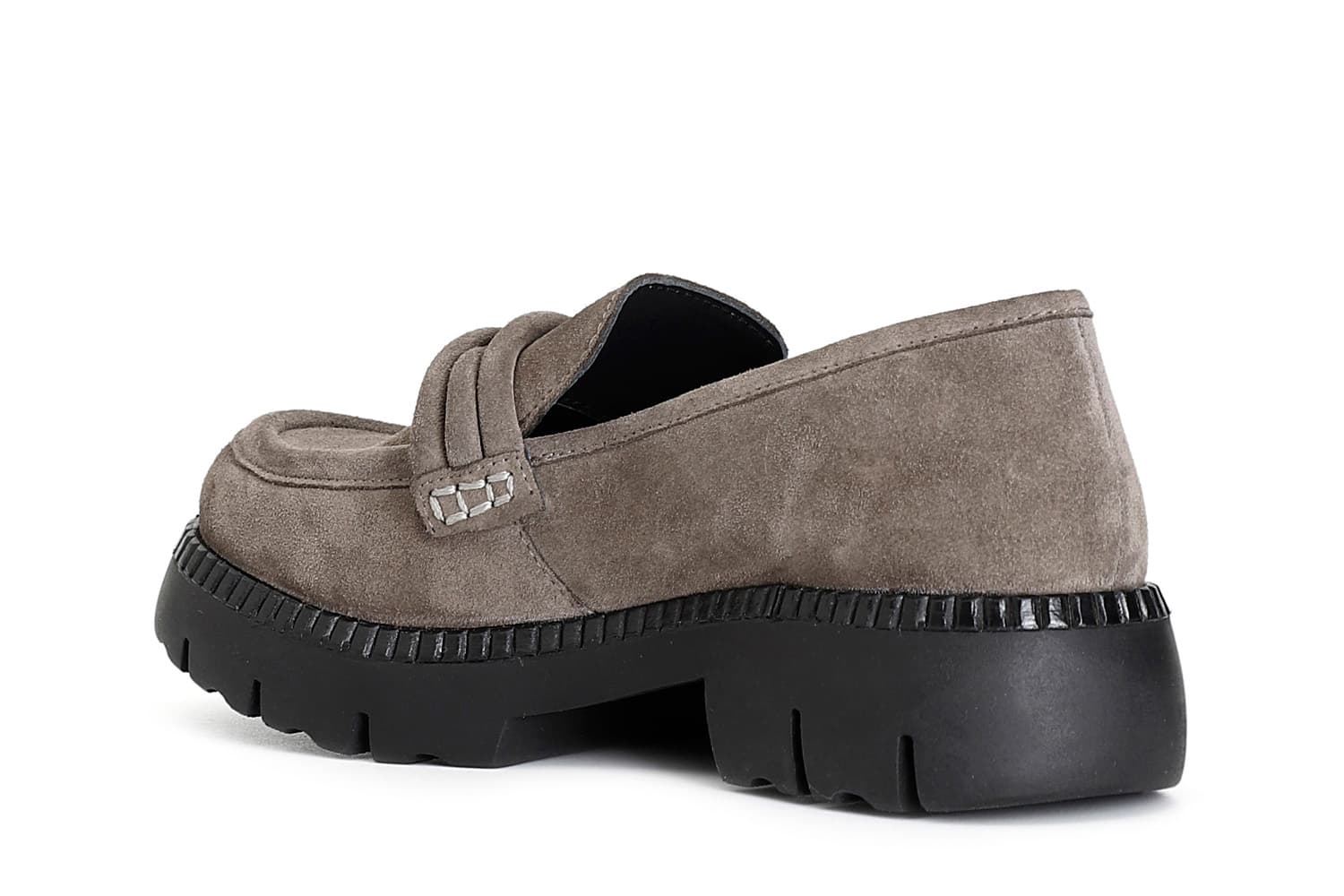 Mocassino da donna in pelle scamosciata con mignon taupe — vista 4