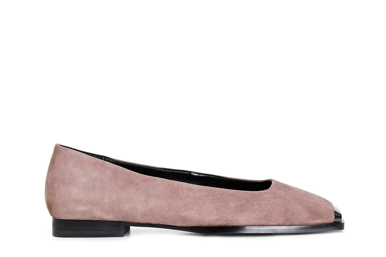 Ballerina in camoscio con puntale metallico rosa antico — vista 3