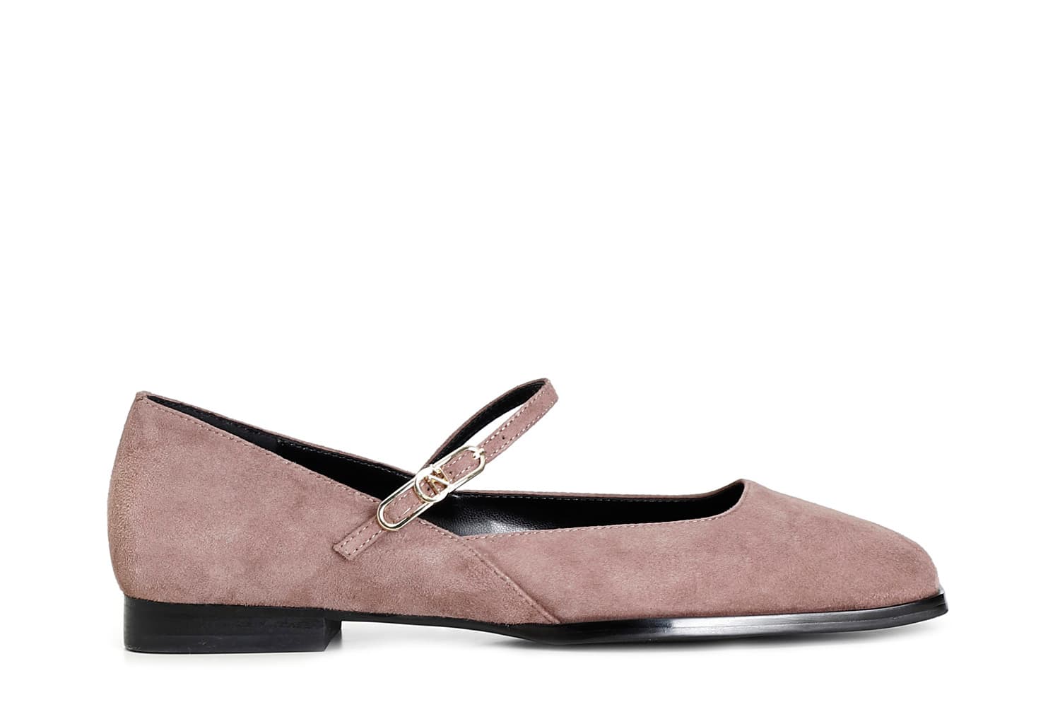 CafèNoir — Ballerina in camoscio con laccino e fibbia personalizzata rosa antico
