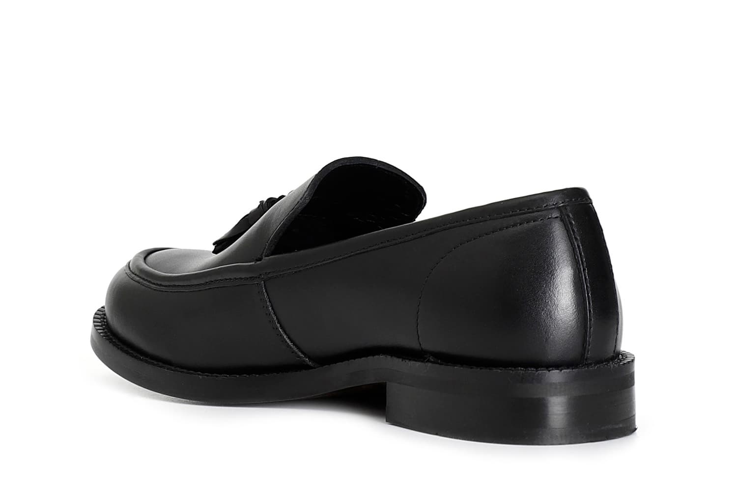 Mocassino da donna in pelle con nappine nero — vista 4