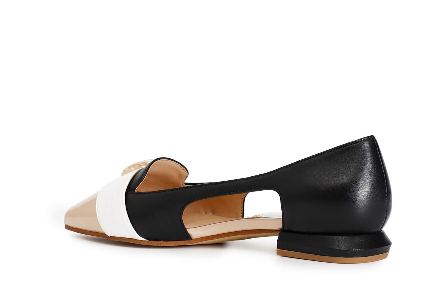 Ballerine con fibbia in pelle e punta effetto vernice multi nero — vista 2