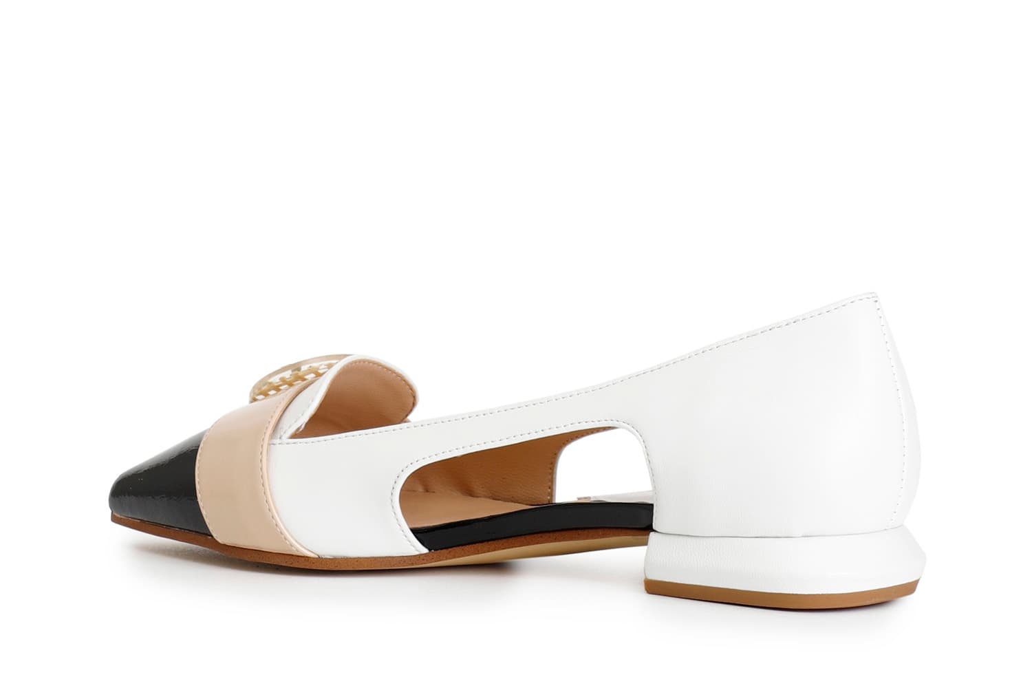 Ballerine con fibbia in pelle e punta effetto vernice multi bianco — vista 2
