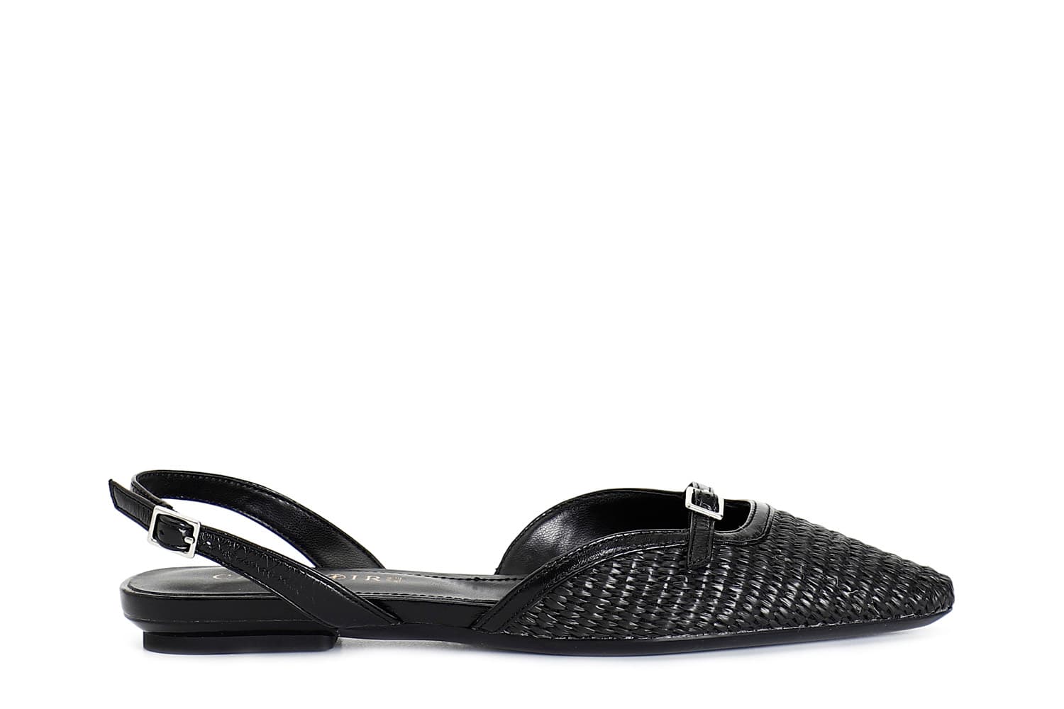 CafèNoir — Slingback in paglia intrecciata nero