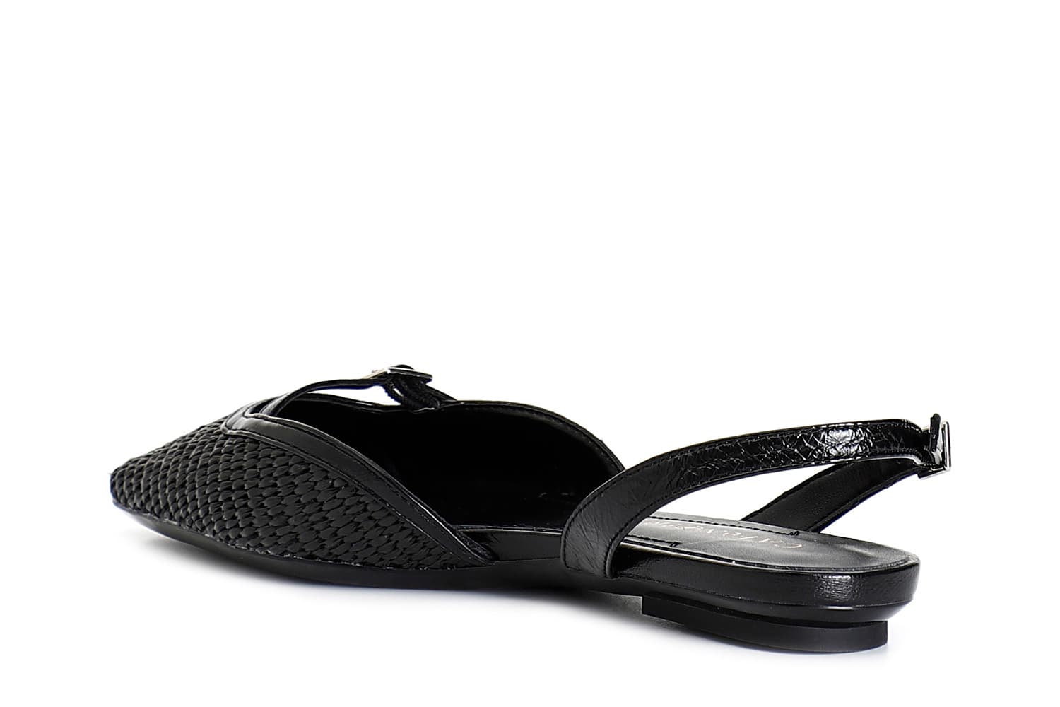 Slingback in paglia intrecciata nero — vista 2