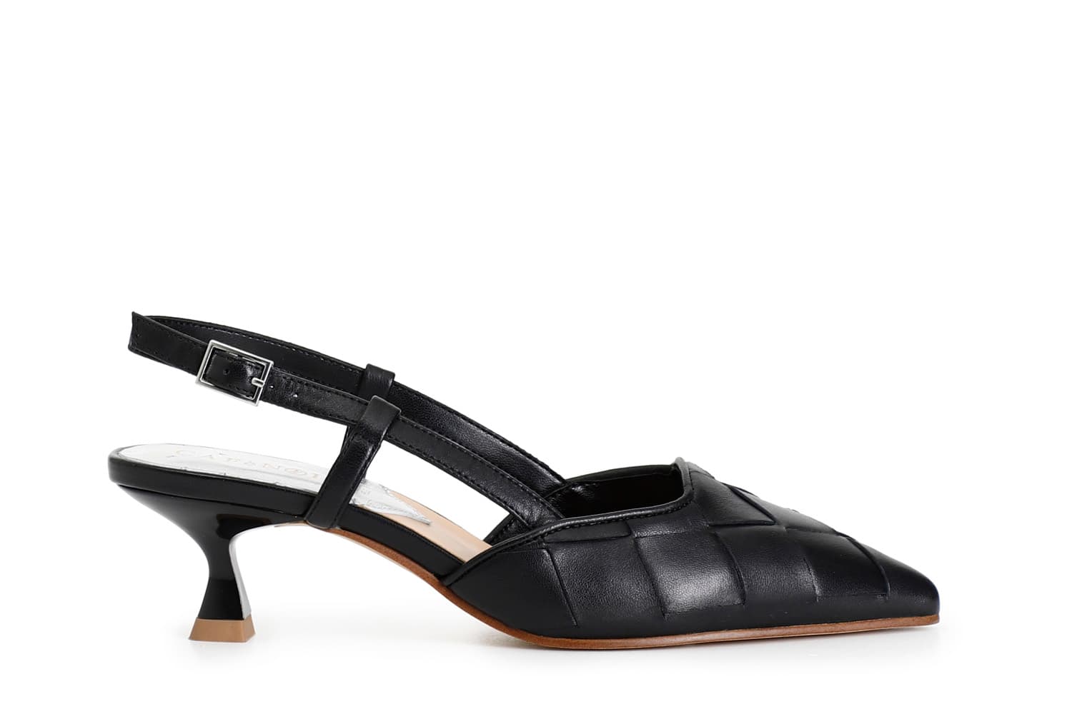 CafèNoir — Décolleté con laccio dietro con tomaia in pelle intrecciata nero
