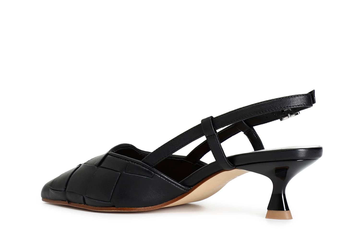 Décolleté con laccio dietro con tomaia in pelle intrecciata nero — vista 2