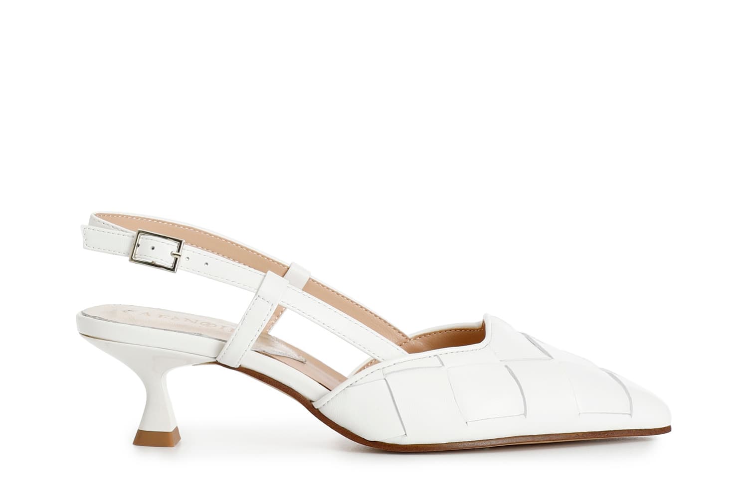 CafèNoir — Décolleté con laccio dietro con tomaia in pelle intrecciata off white