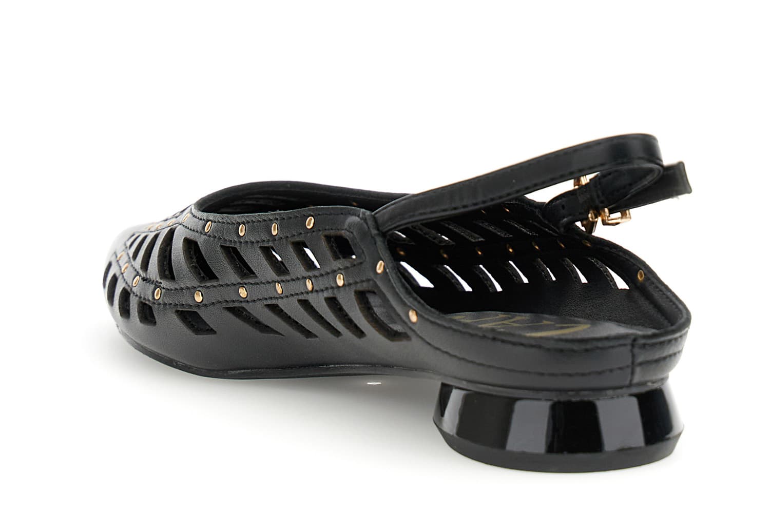 Slingback in nappa traforata con borchie e laccino nero — vista 2