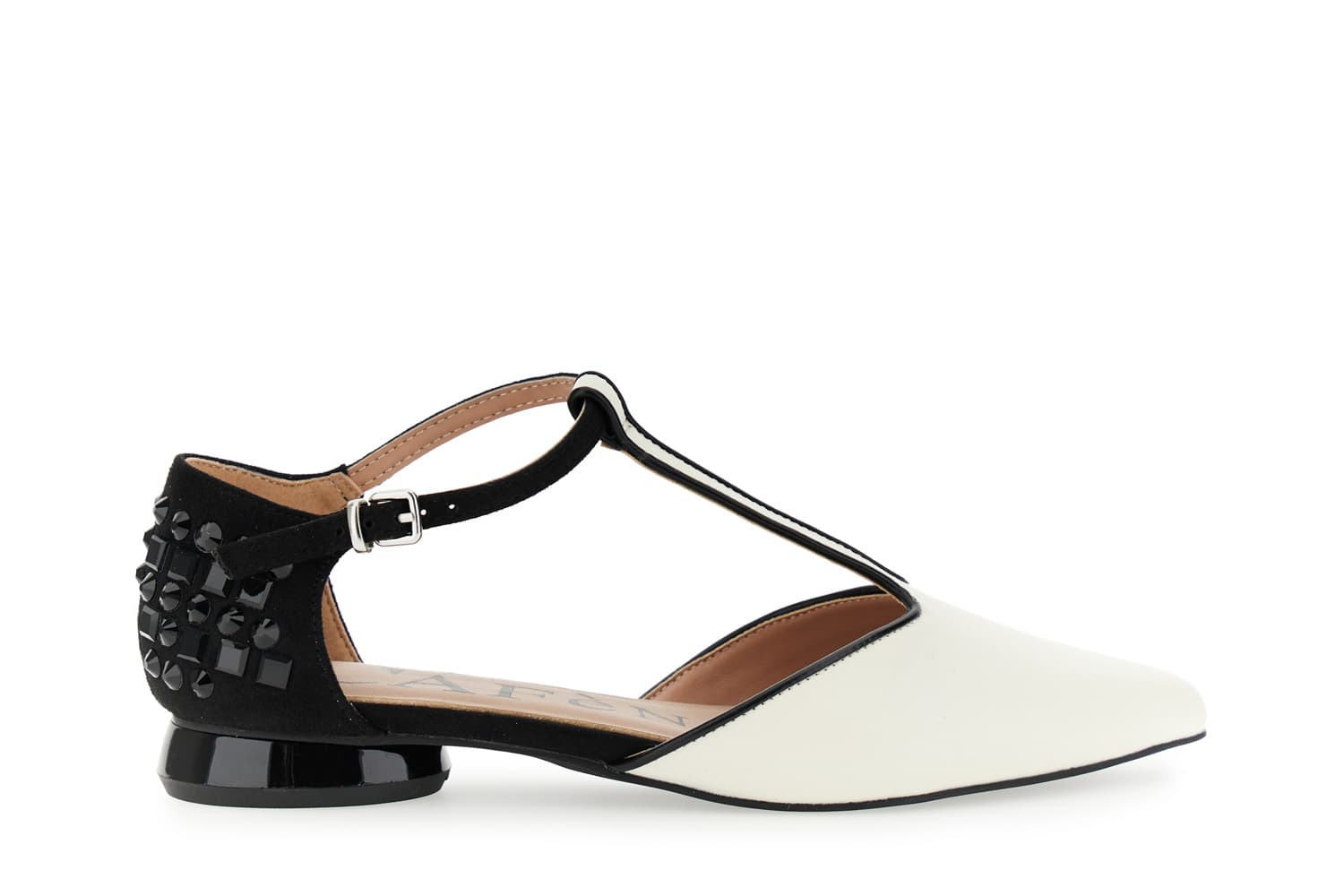 CafèNoir — Ballerine a "t" in nappa e microfibra o con multistrass bianco/nero