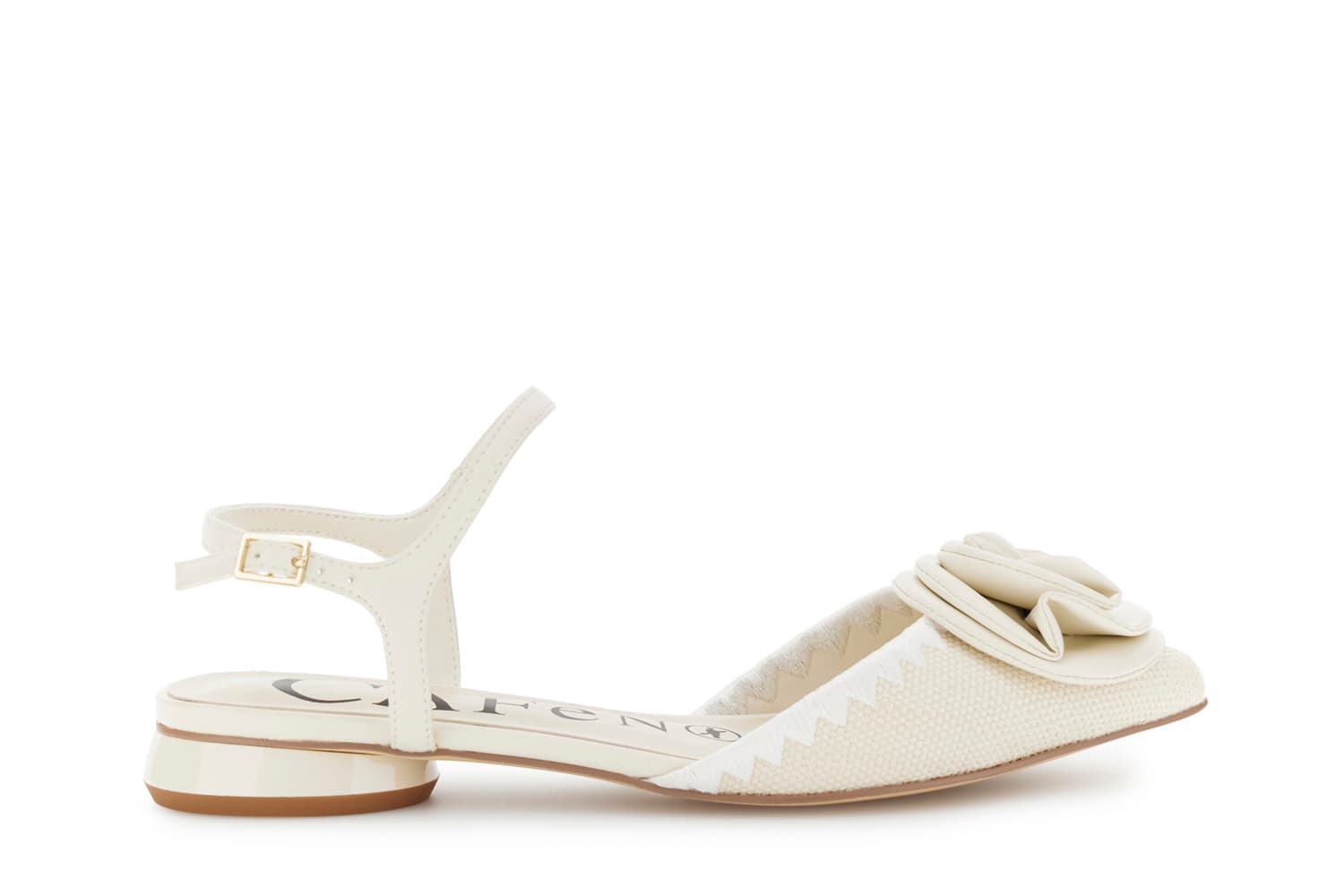 Slingback modello gilda effetto pelle con fiore beige — vista 3