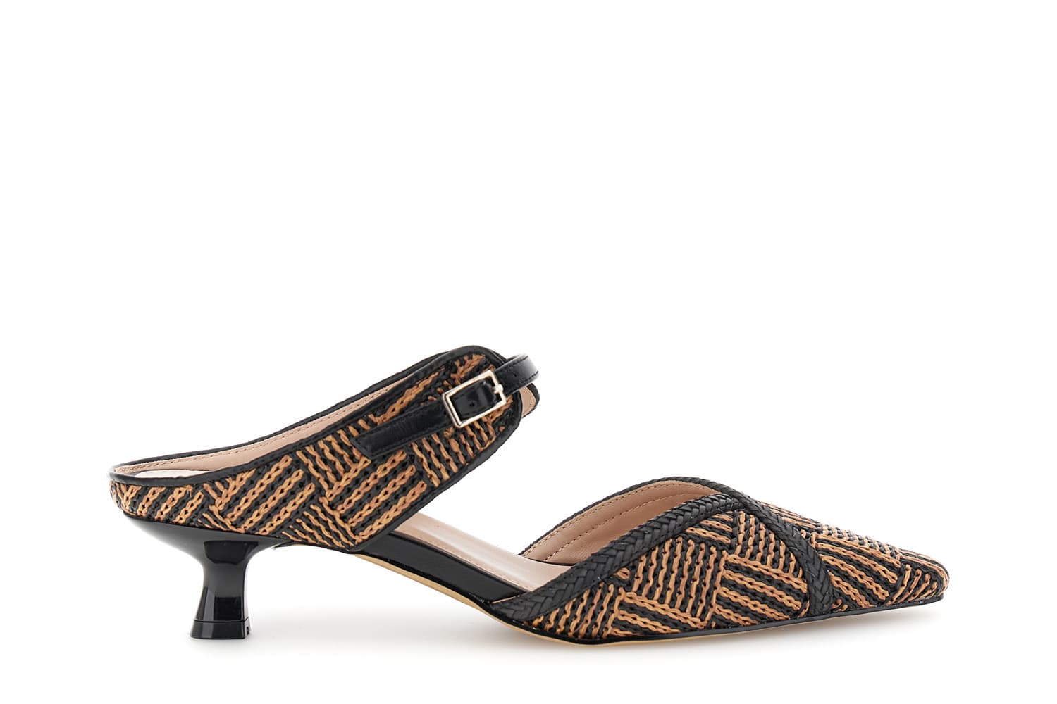 CafèNoir — Sabot tomaia effetto raffia e treccia nero/cuoio