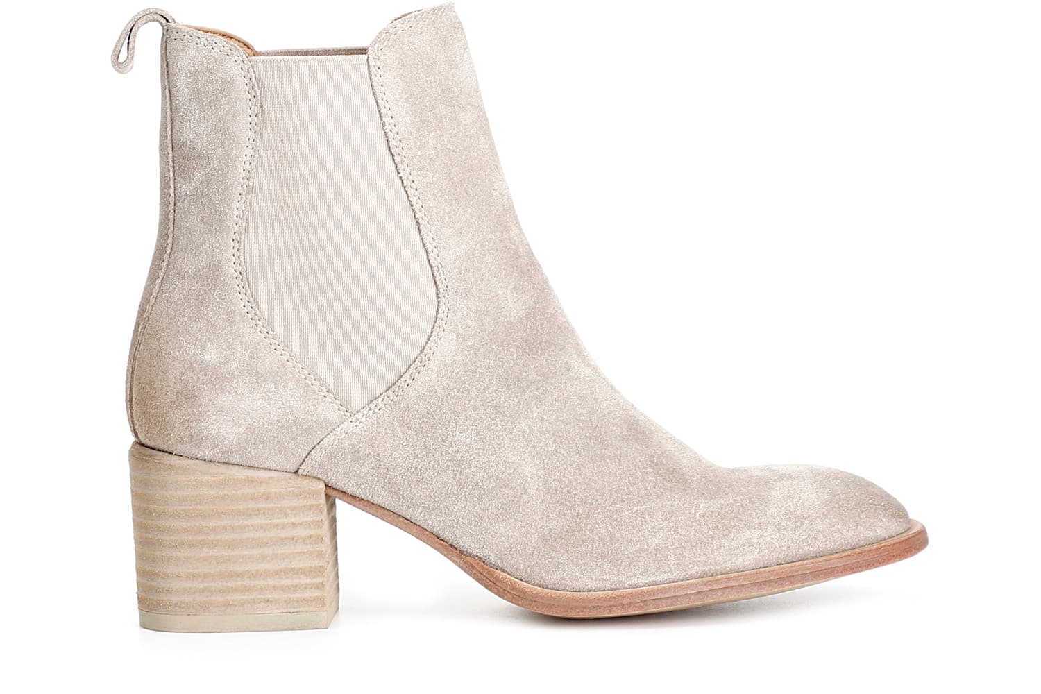 CafèNoir — Tronchetto donna in pelle scamosciata con elastici taupe