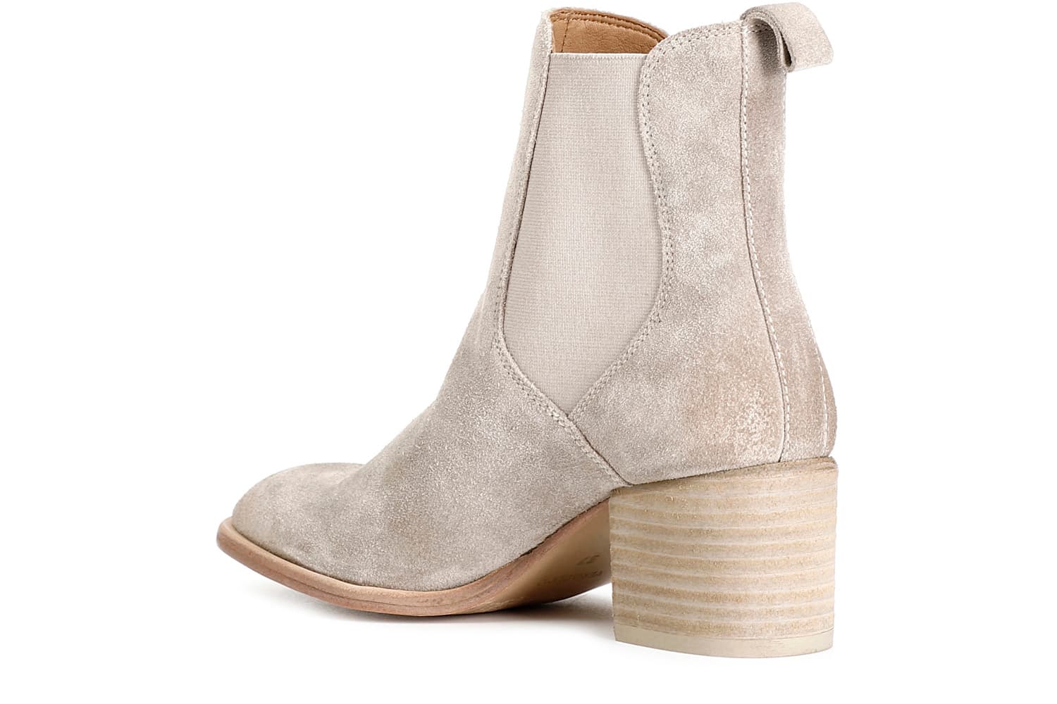 Tronchetto donna in pelle scamosciata con elastici taupe — vista 4