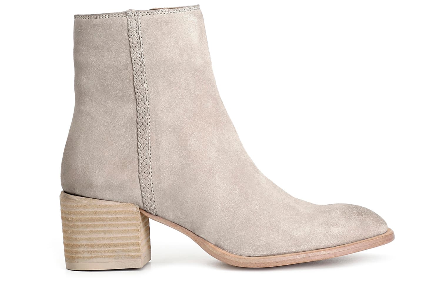CafèNoir — Tronchetto donna in pelle scamosciata con treccia a decoro taupe