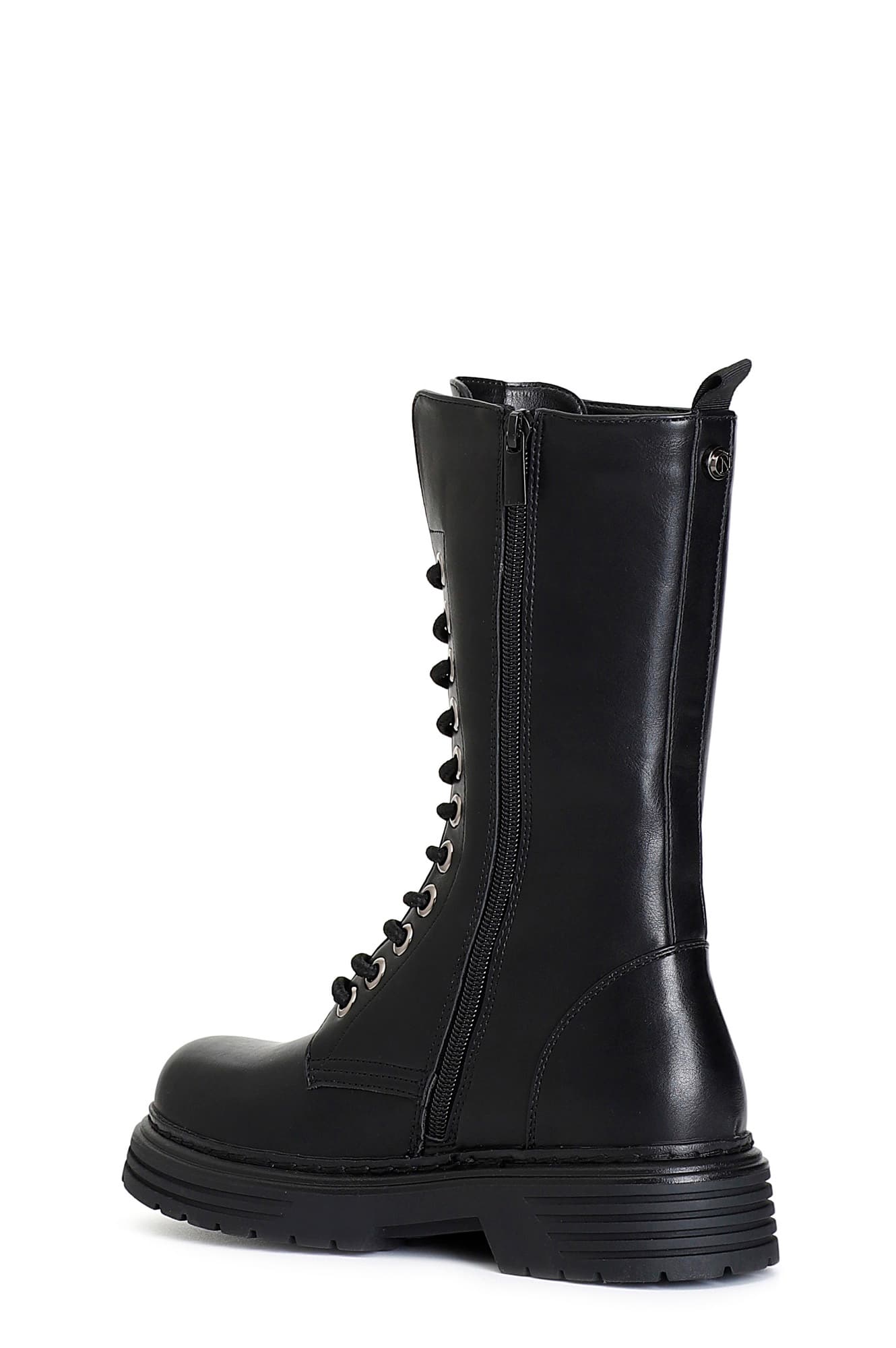 Stivaletto da donna allacciato in similpelle nero — vista 4
