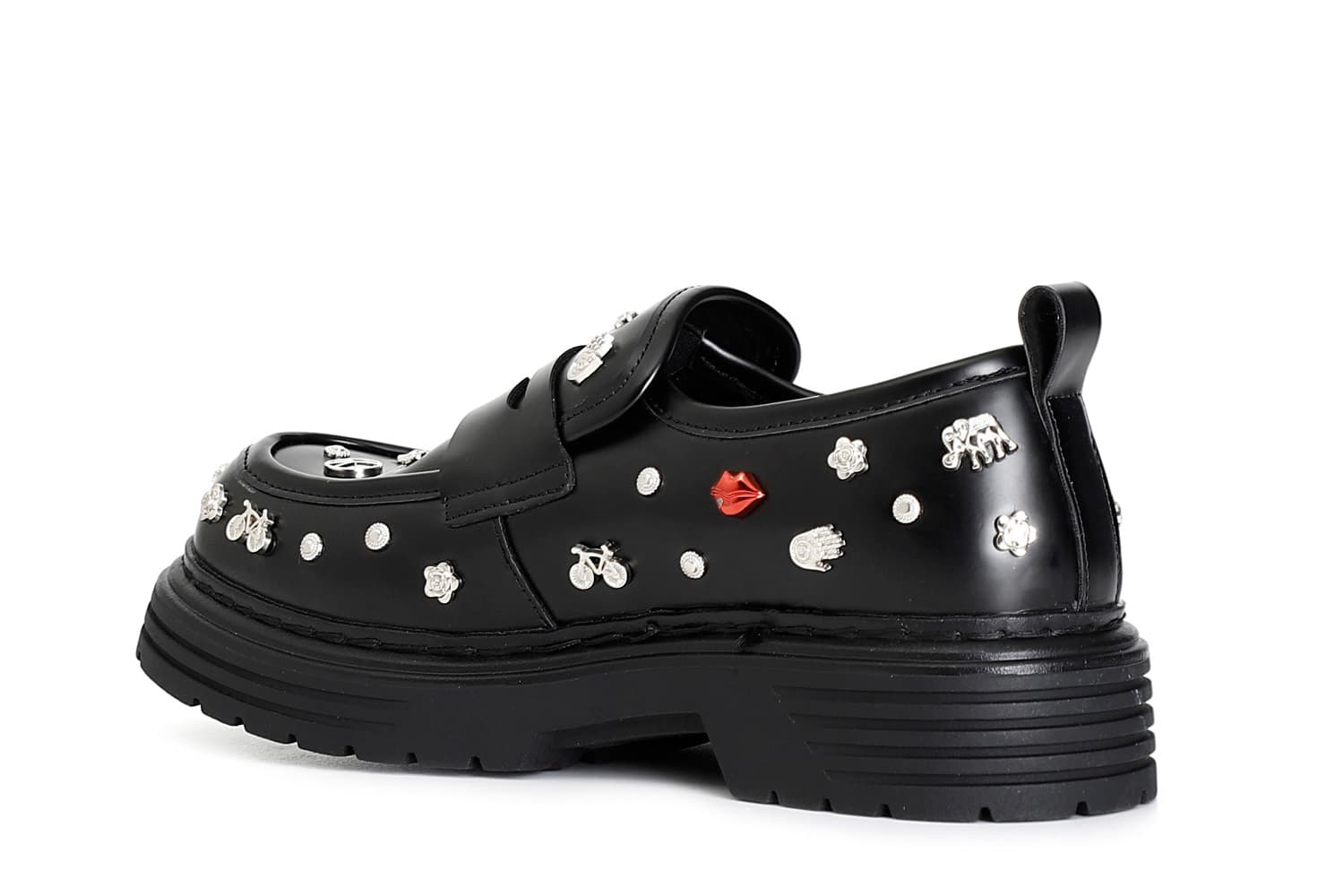 Mocassino da donna con borchie fantasia nero — vista 2