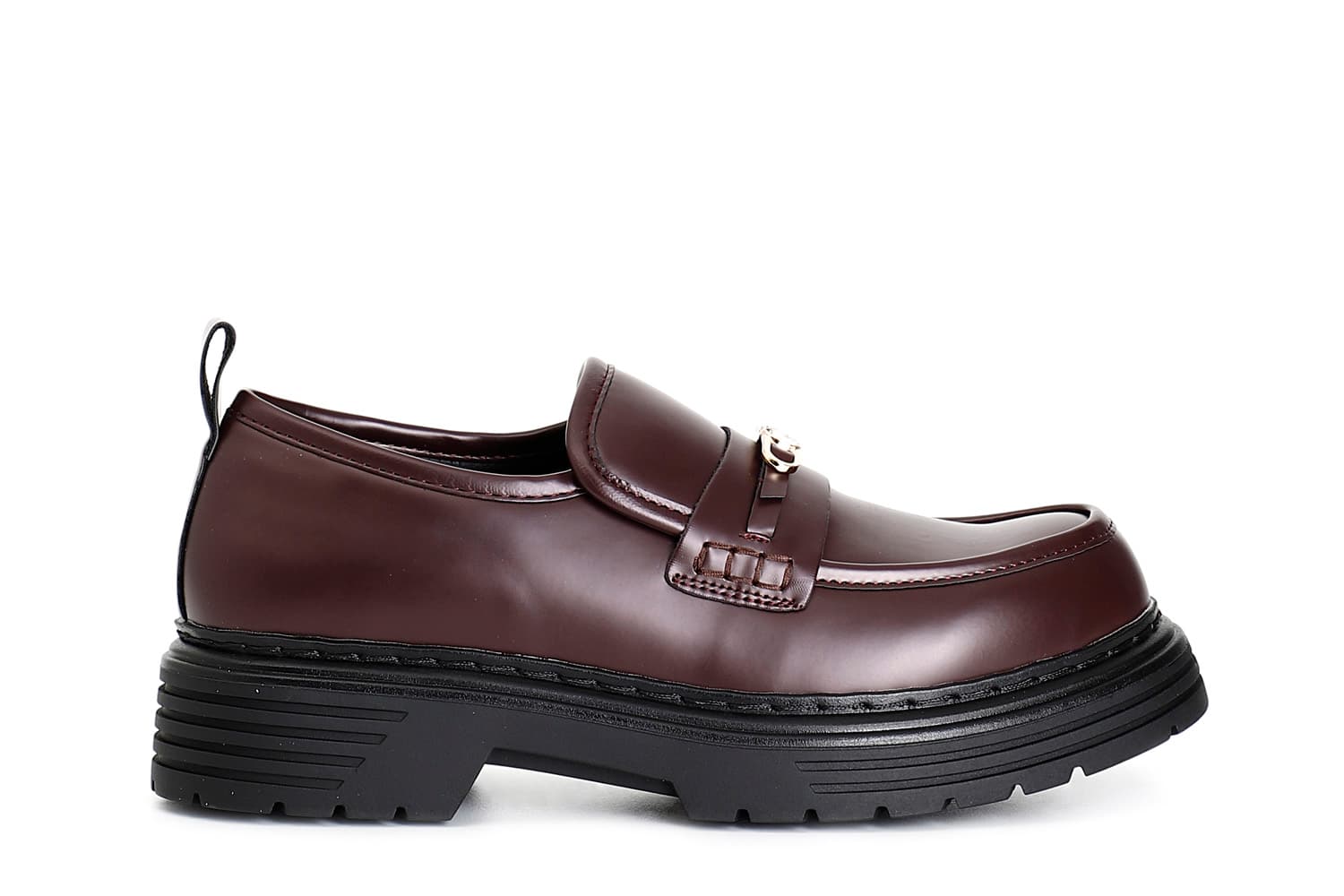 Mocassino da donna in similpelle spazzolato bordeaux — vista 3
