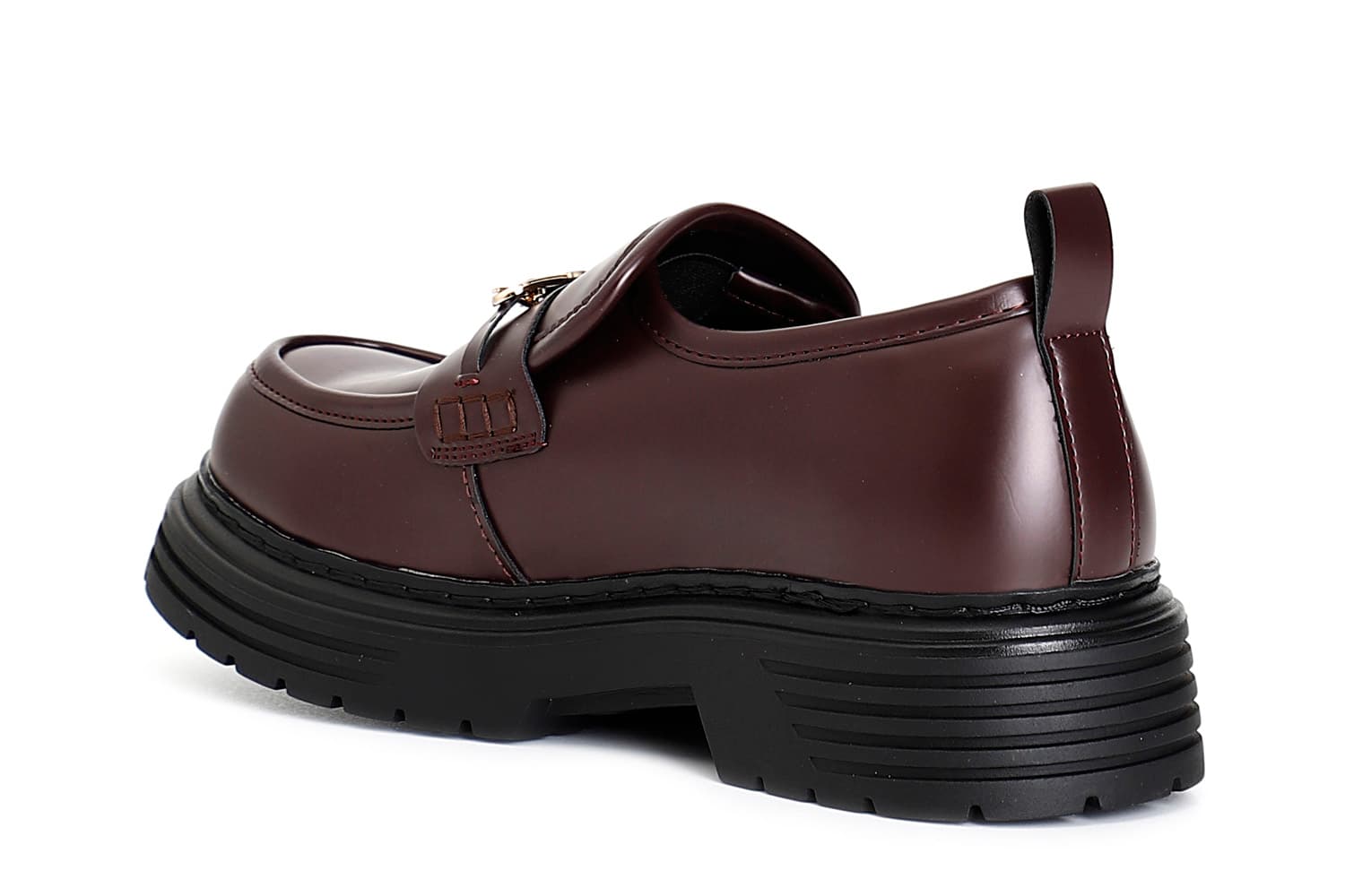 Mocassino da donna in similpelle spazzolato bordeaux — vista 4