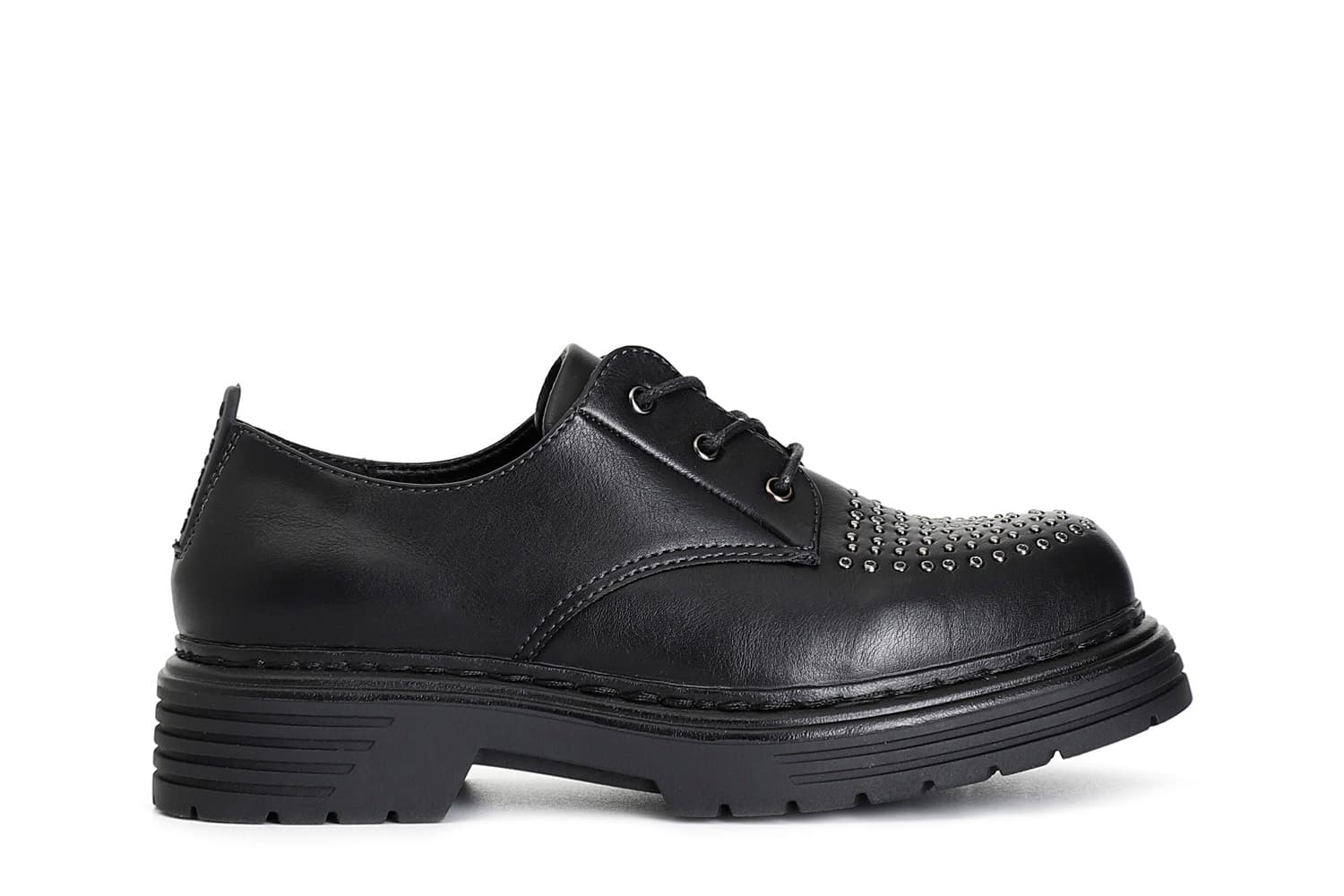 Derby da donna con microborchie sul davanti nero — vista 3