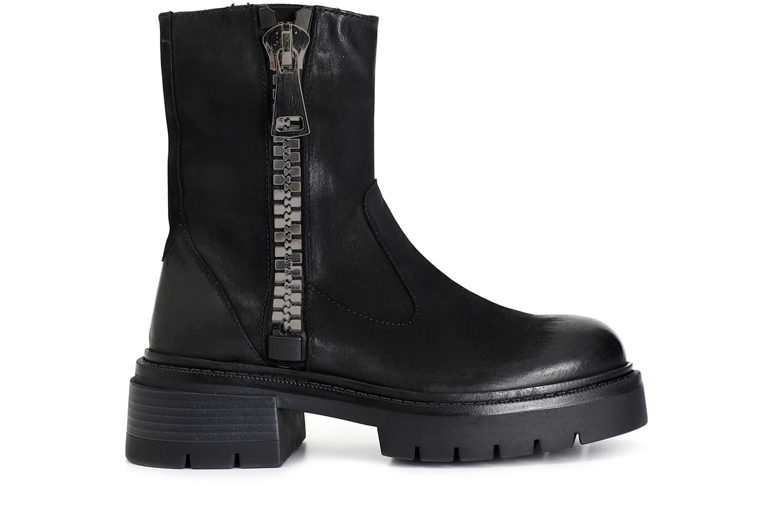 CafèNoir — Tronchetto da donna in nabuk con maxi zip nero