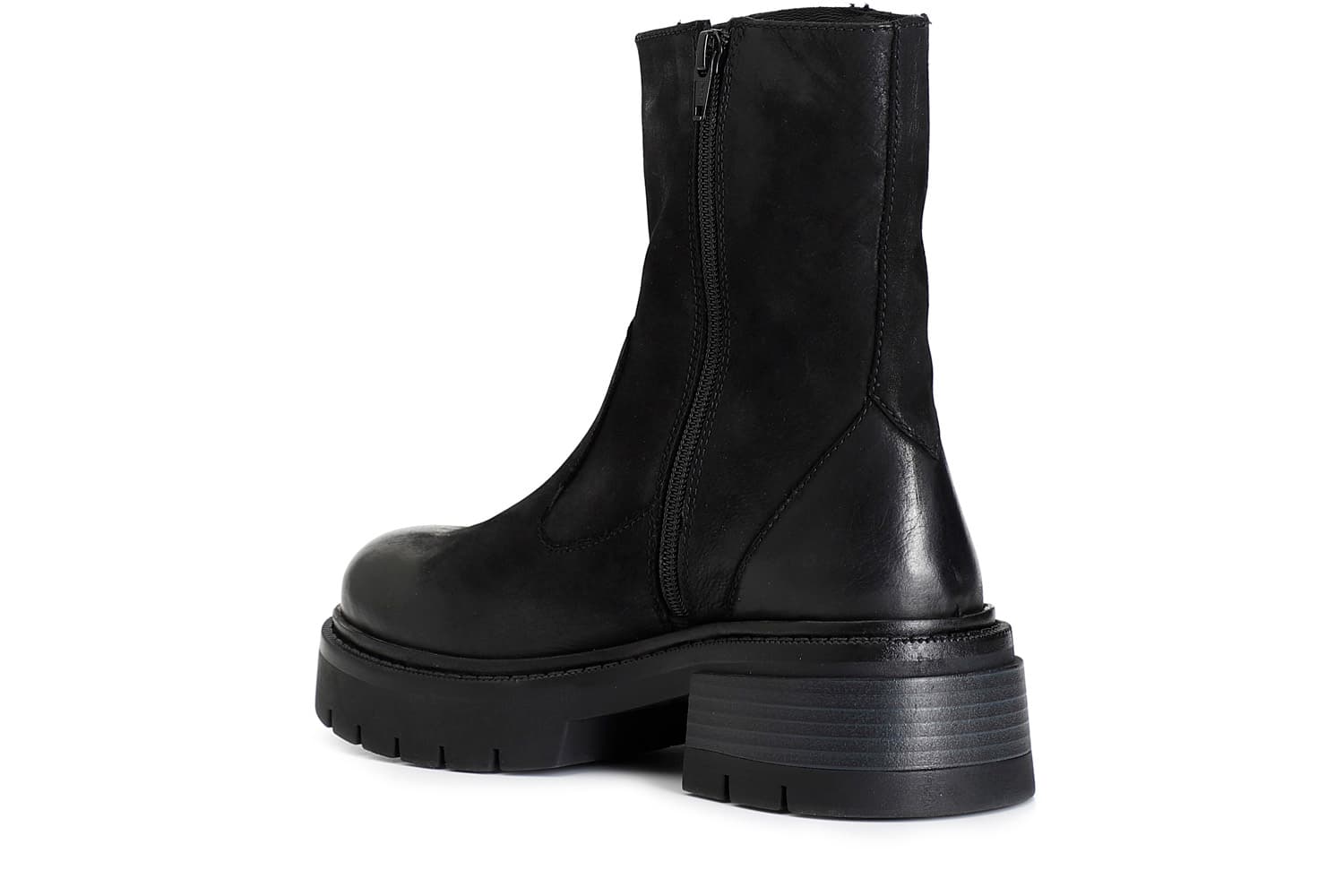 Tronchetto da donna in nabuk con maxi zip nero — vista 2