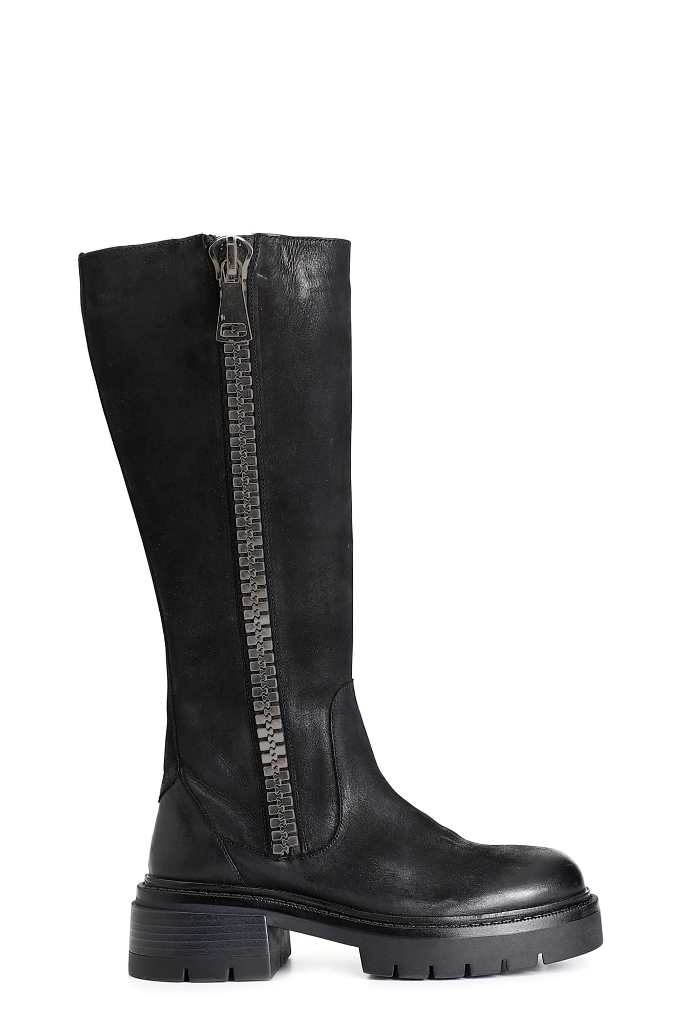 CafèNoir — Stivale in nabuk maxi zip nero