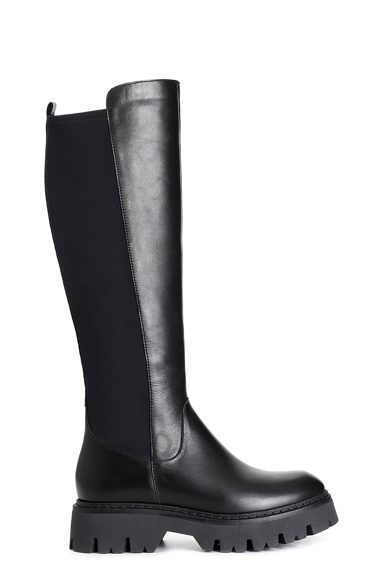 CafèNoir — Stivale in pelle e lycra nero