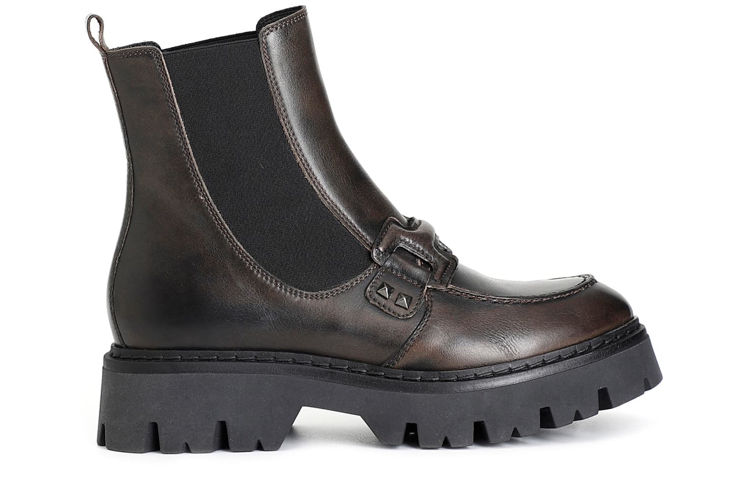 CafèNoir — Tronchetto da donna con elastico in pelle spazzolata antracite