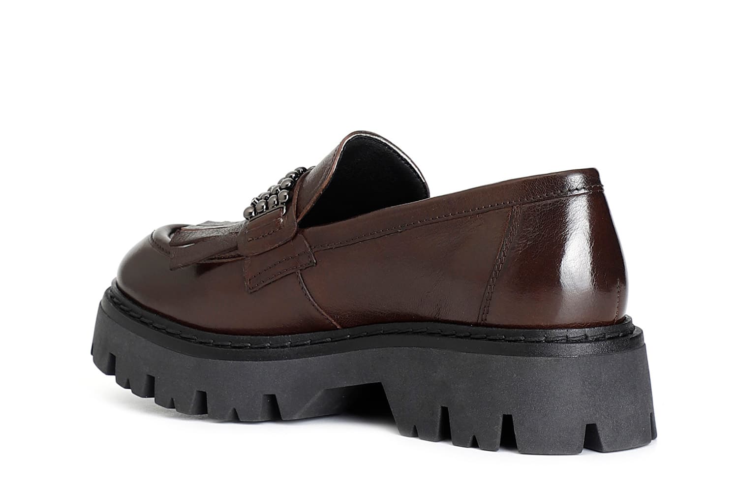 Mocassino da donna con frange in pelle t.moro — vista 2