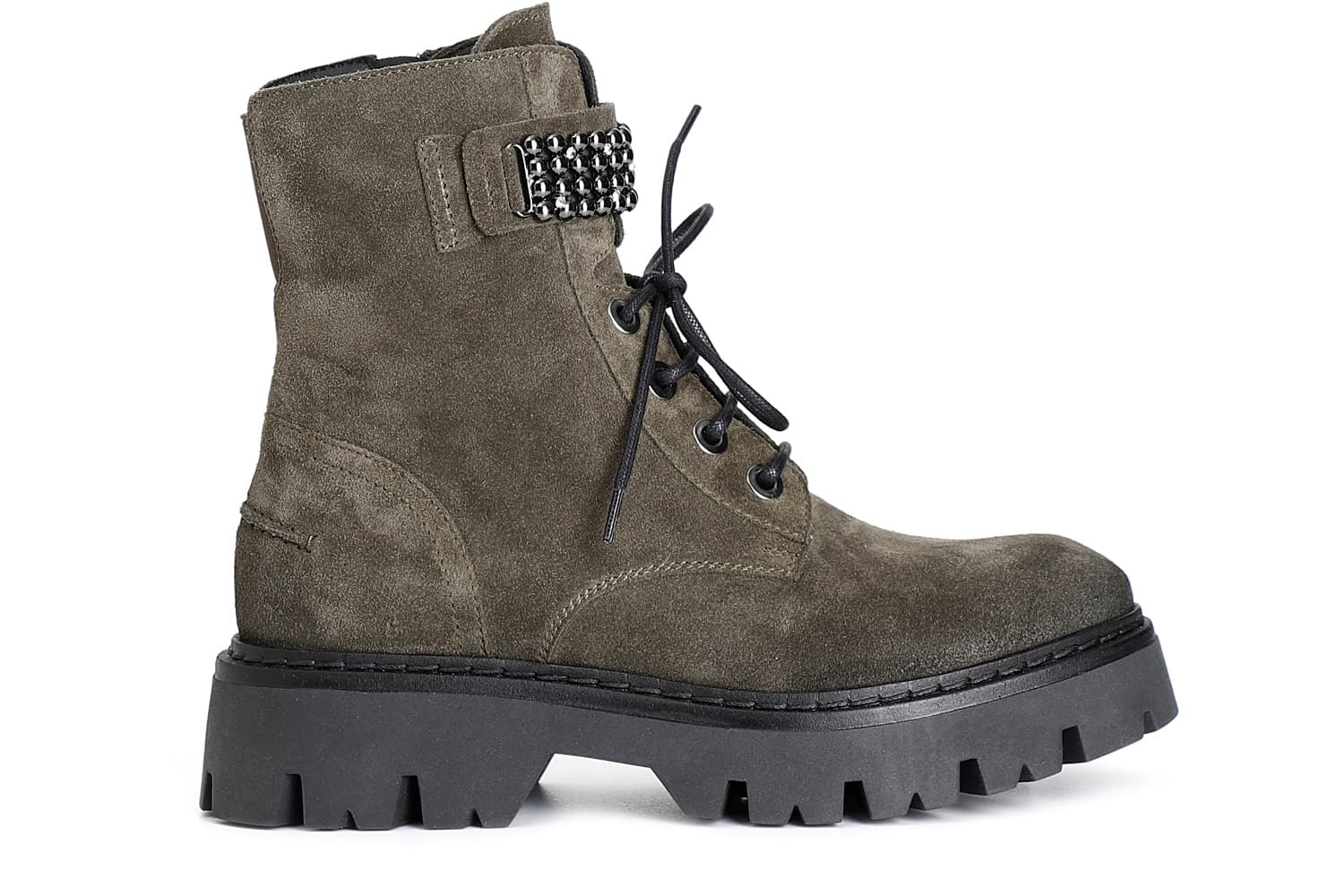 CafèNoir — Tronchetto da donna allacciato con accessorio in pelle scamosciata bosco