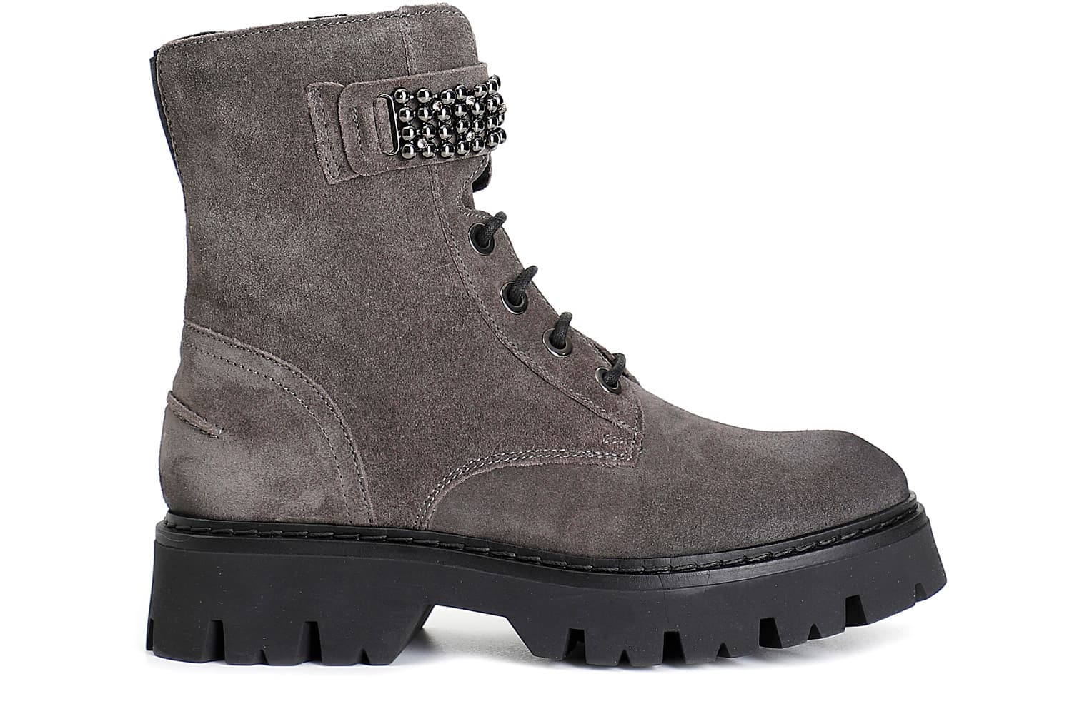 CafèNoir — Tronchetto da donna allacciato con accessorio in pelle scamosciata asfalto