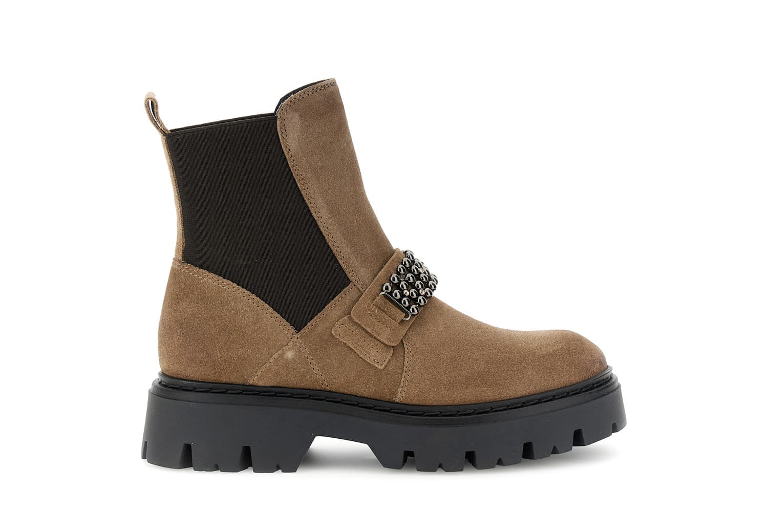 CafèNoir — Tronchetto da donna con elastico in pelle scamosciata con accessorio noce