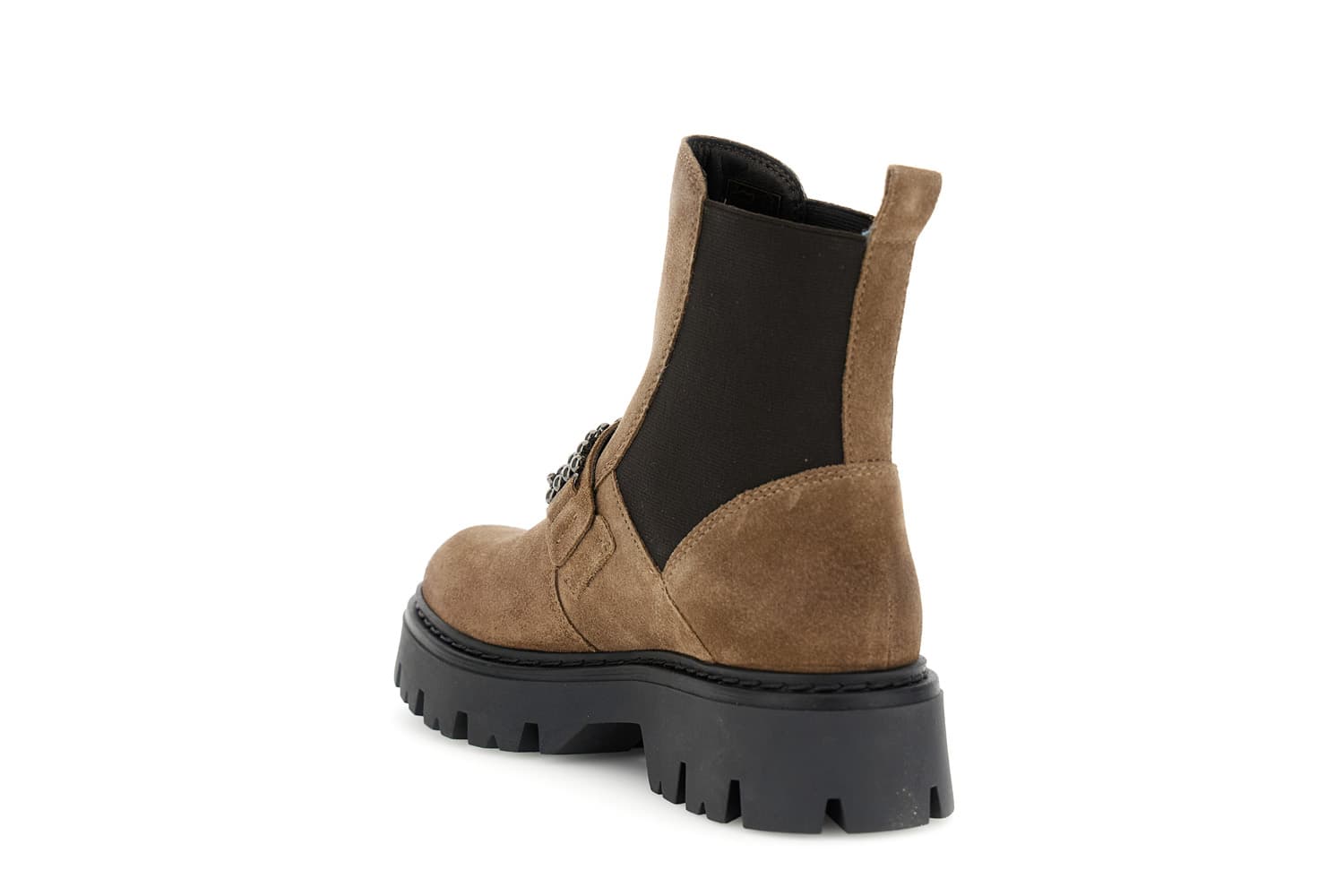 Tronchetto da donna con elastico in pelle scamosciata con accessorio noce — vista 2