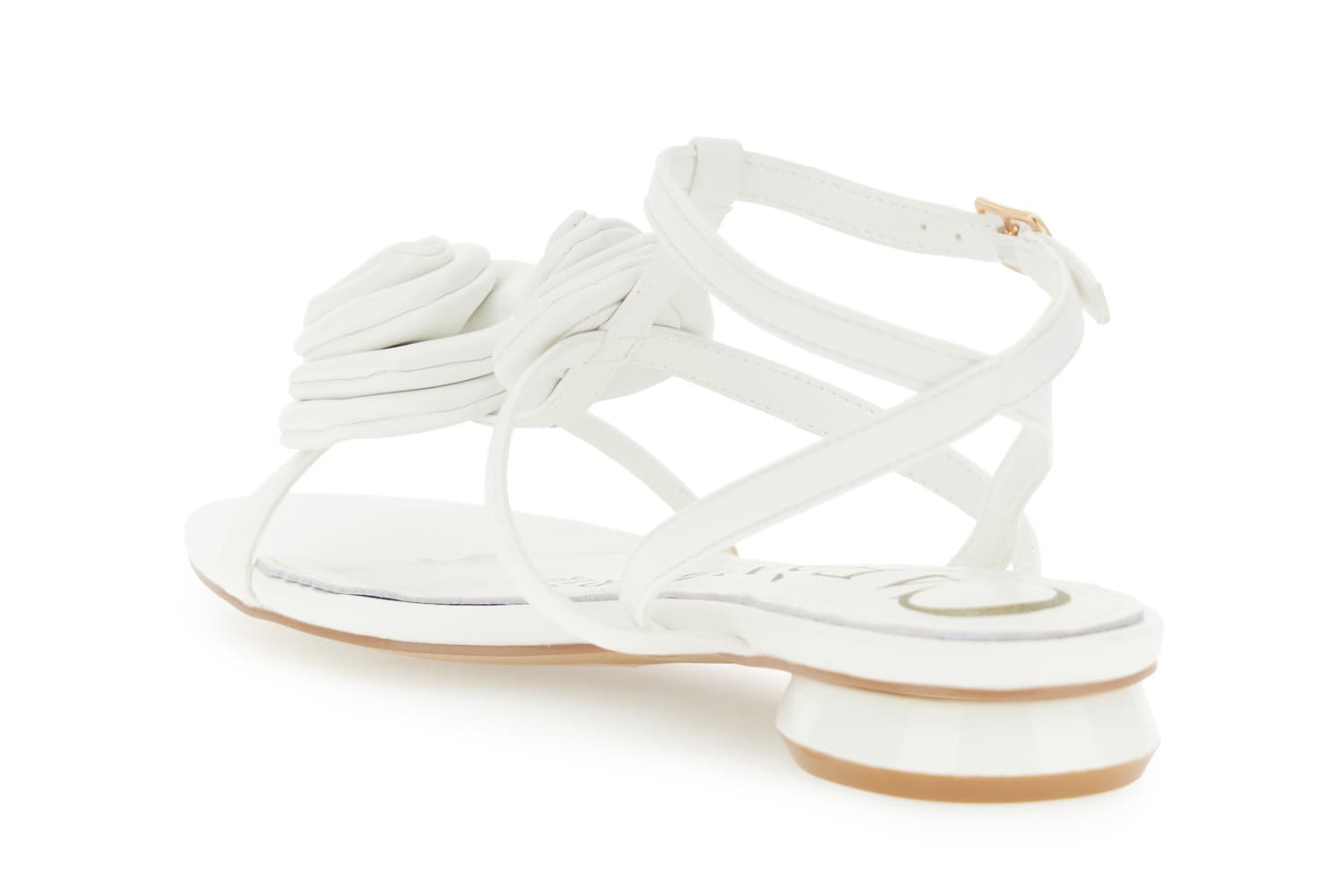 Sandali laccio alla caviglia effetto pelle con applicazioni fiori off white — vista 2