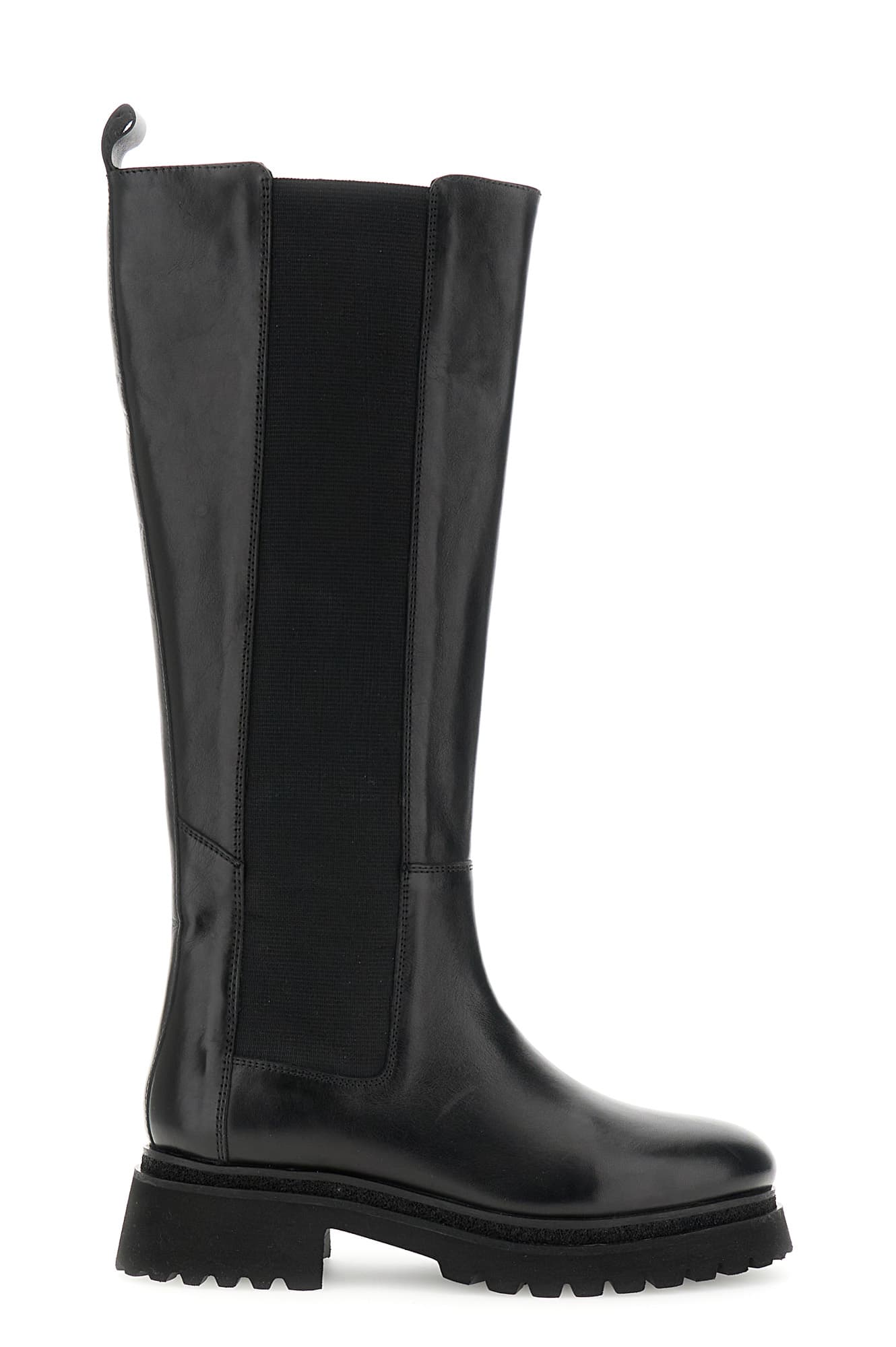 CafèNoir — Stivali in pelle con elastico nero