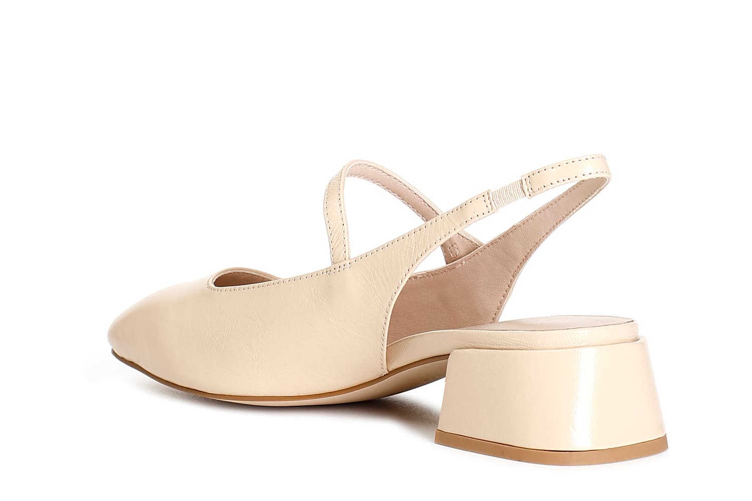 Slingback in pelle vernice con accessorio bottone beige — vista 2