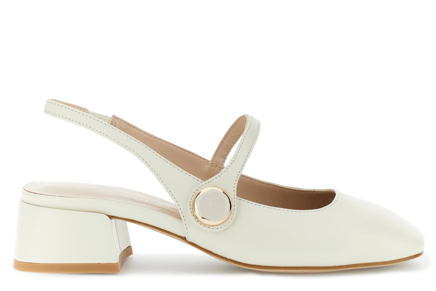 CafèNoir — Slingback in pelle vernice con accessorio bottone osso