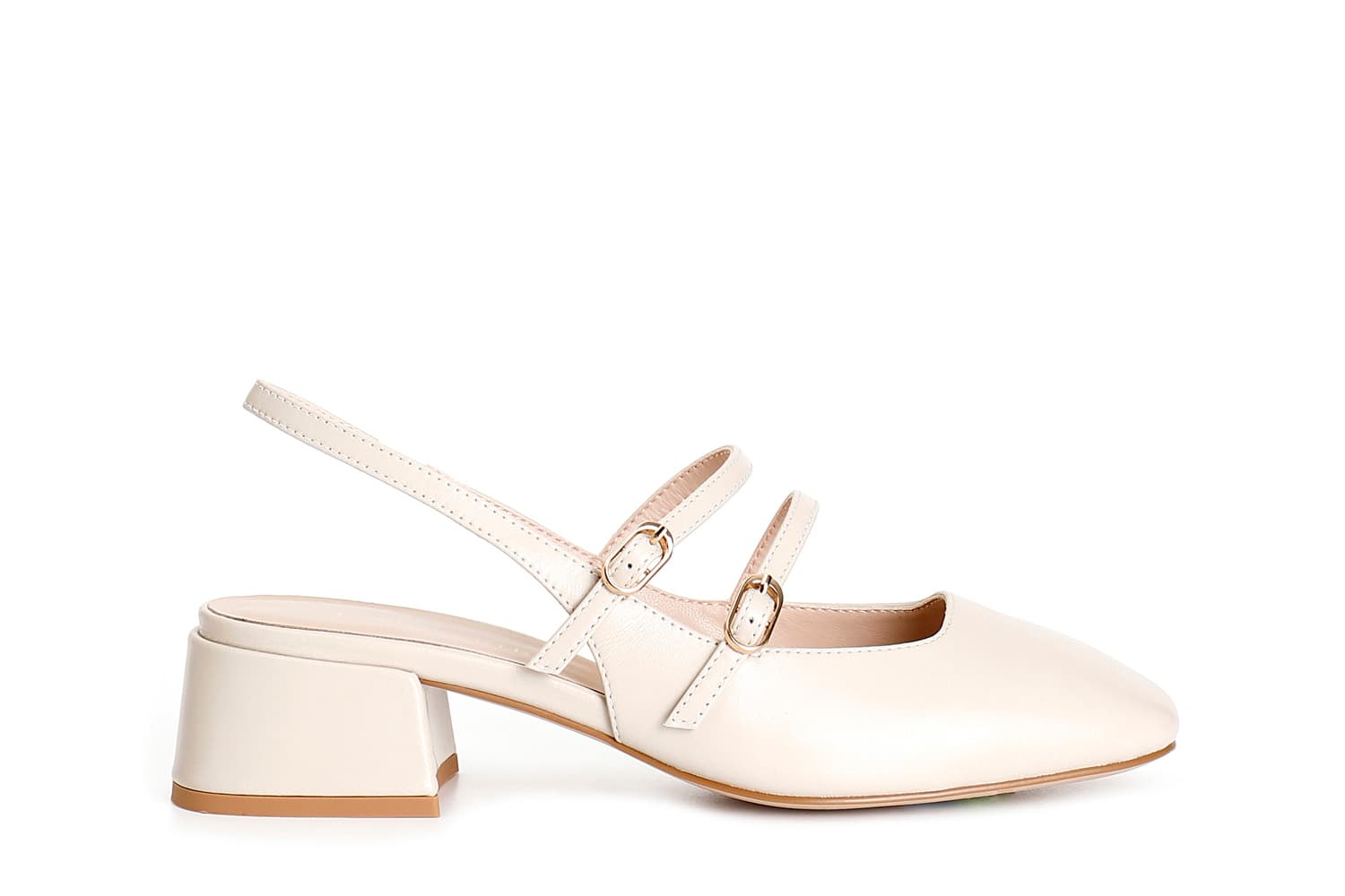 CafèNoir — Slingback in nappa due fibbie laccio dietro beige