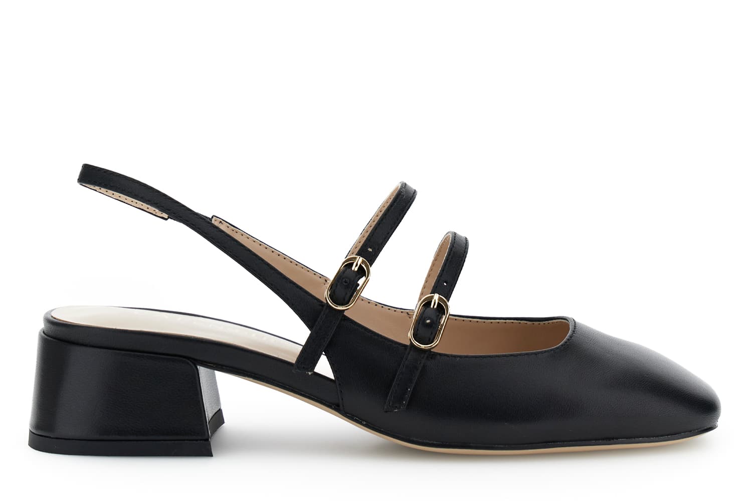 CafèNoir — Slingback in nappa due fibbie laccio dietro nero