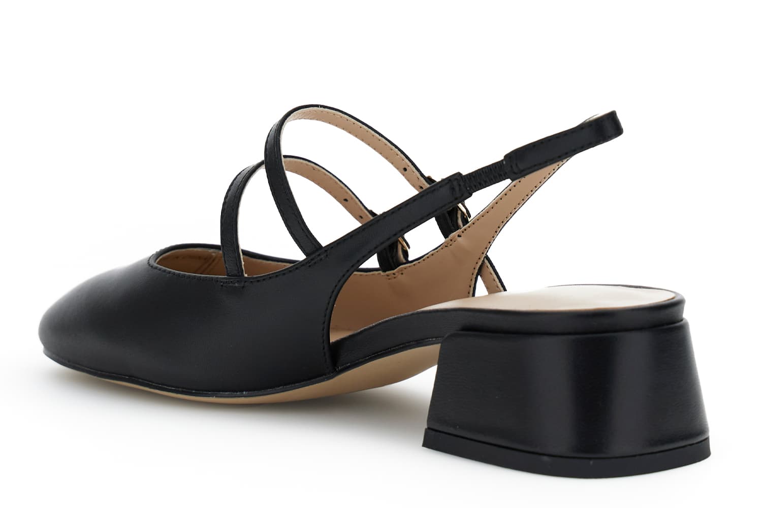 Slingback in nappa due fibbie laccio dietro nero — vista 2
