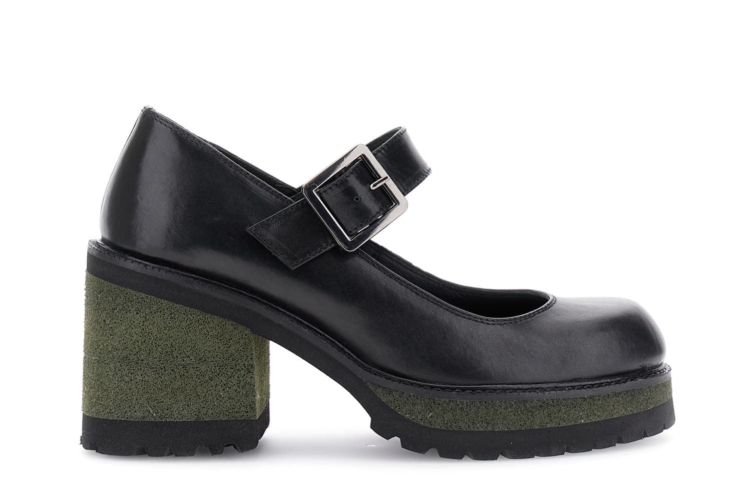 Décolleté in pelle con fibbia nero — vista 3