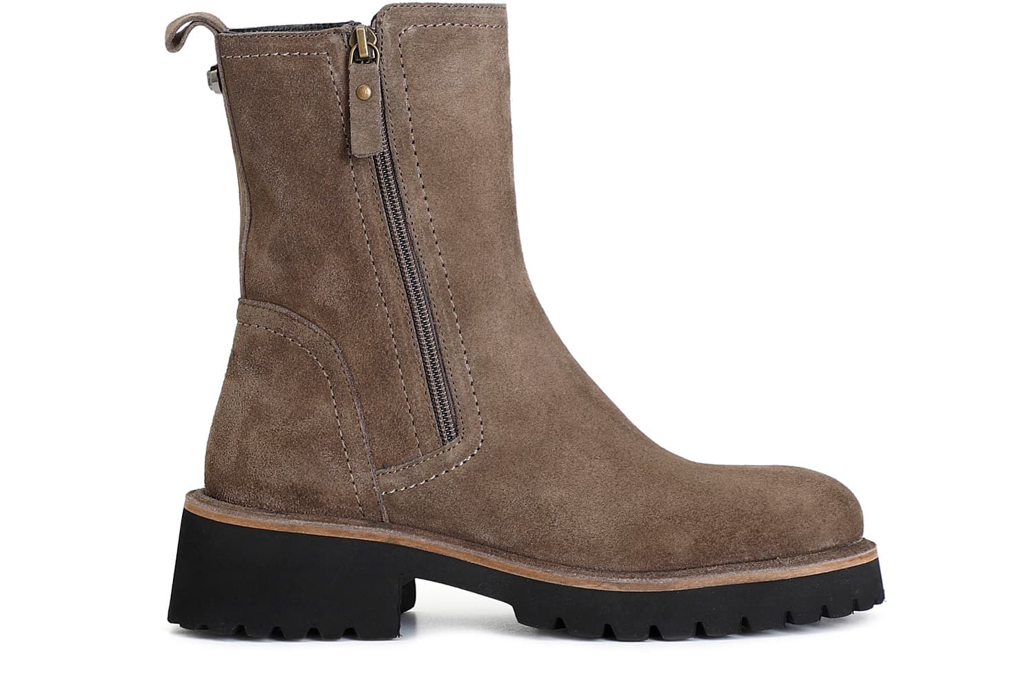 CafèNoir — Tronchetto da donna in pelle scamosciata con doppia cerniera taupe