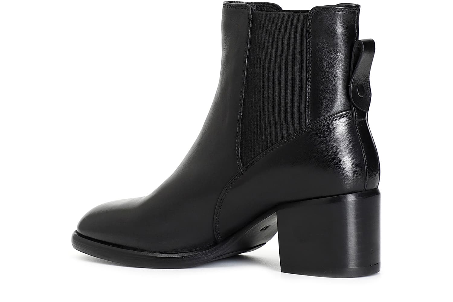 Tronchetto da donna in pelle con elastici nero — vista 2