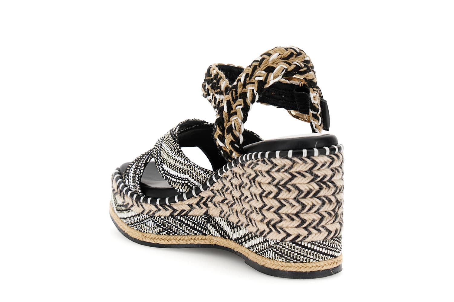 Sandali gilda in tessuto su zeppa fasciata multi nero — vista 2