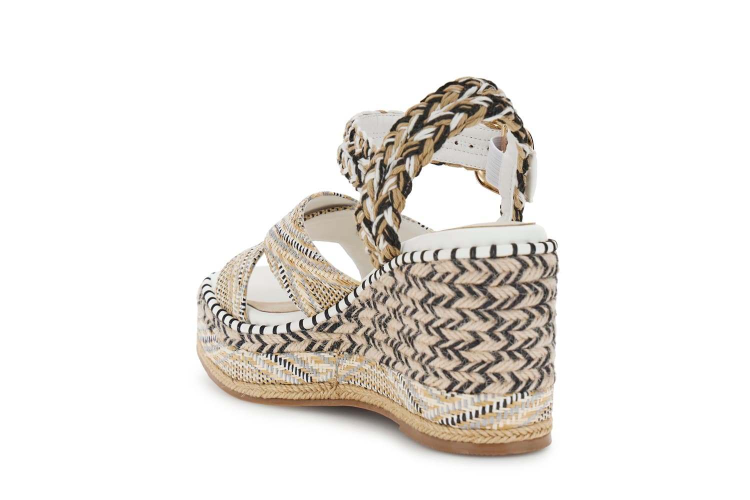 Sandali gilda in tessuto su zeppa fasciata multi bianco — vista 2